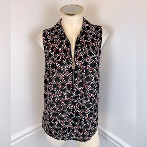 MICHAEL KORS Sleeveless Lightweight Black Floral Top | Size Small